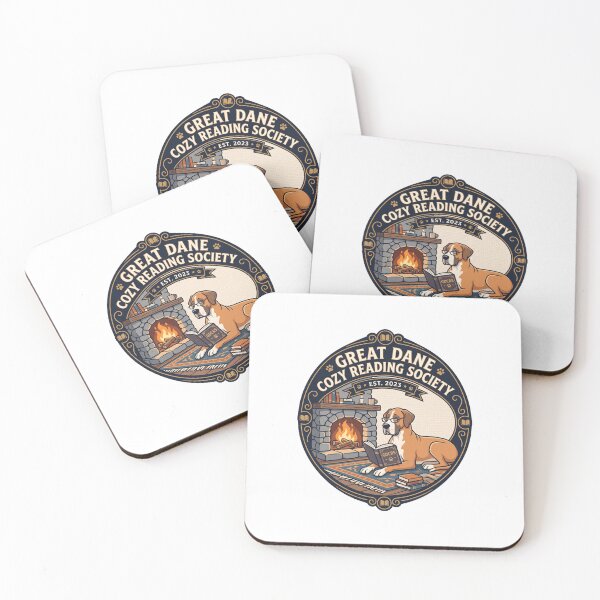 Item preview, Great Dane Cozy Reading Society Fireplace Open Book designed and sold by PictoVibe.