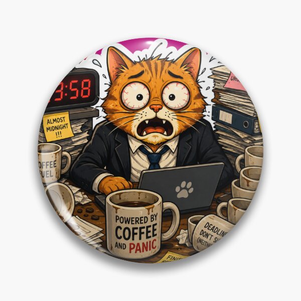 Item preview, Powered by Coffee and Panic Cat designed and sold by HAPPY HARBOR DESIGN .