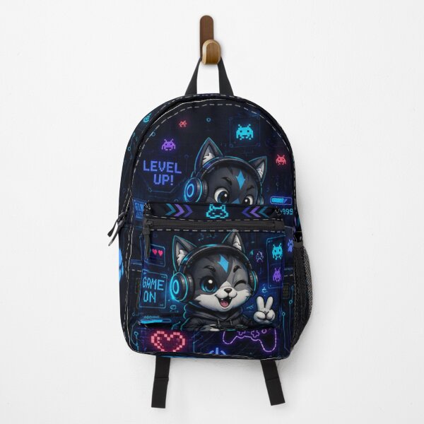 Item preview, Gamer cat backpack designed and sold by PixelRageStudio.