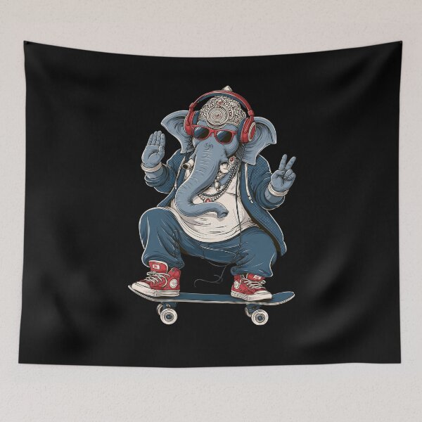 Item preview, Ganesha Skateboard Streetwear Headphones Pop Art designed and sold by PANNARUK THAILAND.