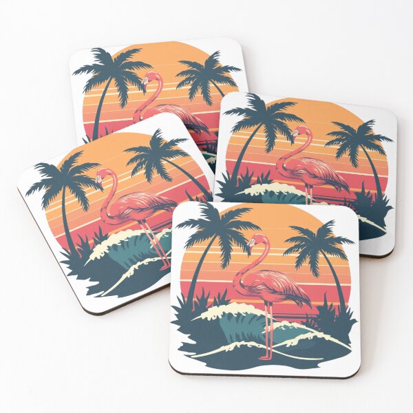 Item preview, Retro Flamingo Sunset Palm Trees Vintage Tropical Beach Summer Vibes designed and sold by redblink store.