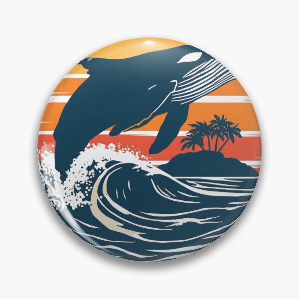 Item preview, Vintage Whale Breaching Ocean Waves Sunset Retro Marine Life Beach designed and sold by redblink store.
