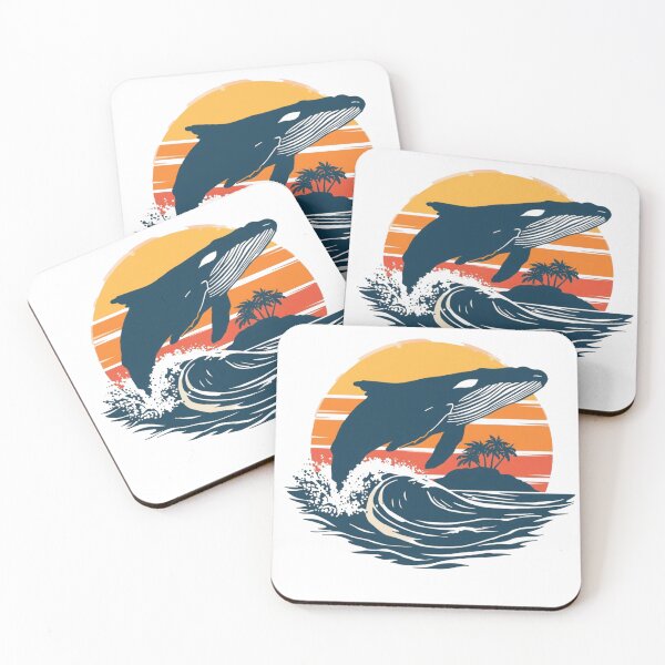 Item preview, Vintage Whale Breaching Ocean Waves Sunset Retro Marine Life Beach designed and sold by redblink store.