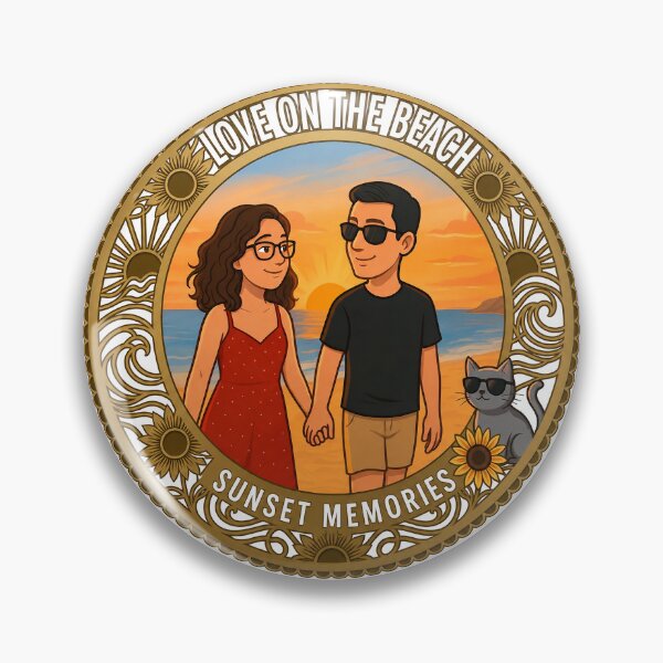 Item preview, Love on the Beach Sunset Memories Retro Art designed and sold by mimiartes.
