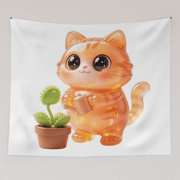 Item preview, Emerald Cat’s Dangerous Garden - Cute Venus Flytrap Gardener designed and sold by ABYSSLAB.