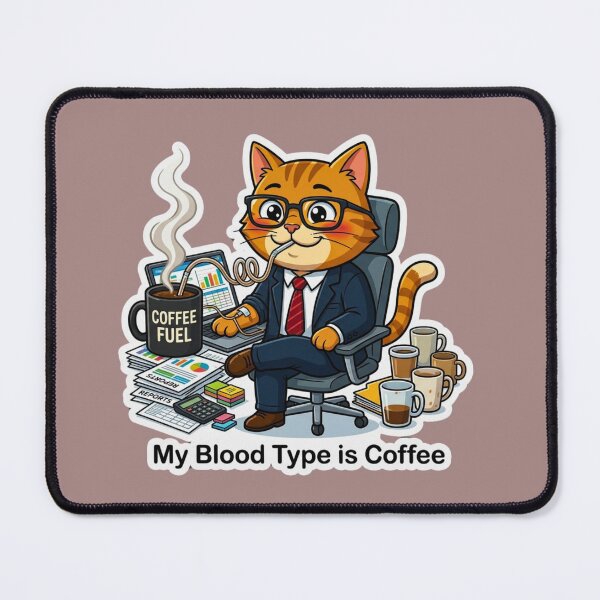 Item preview, My Blood Type Is Coffee Cat designed and sold by HAPPY HARBOR DESIGN .