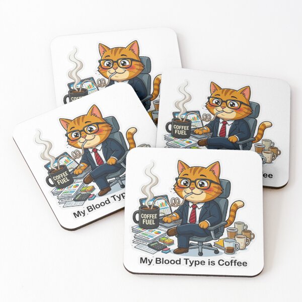 Item preview, My Blood Type Is Coffee Cat designed and sold by HAPPY HARBOR DESIGN .