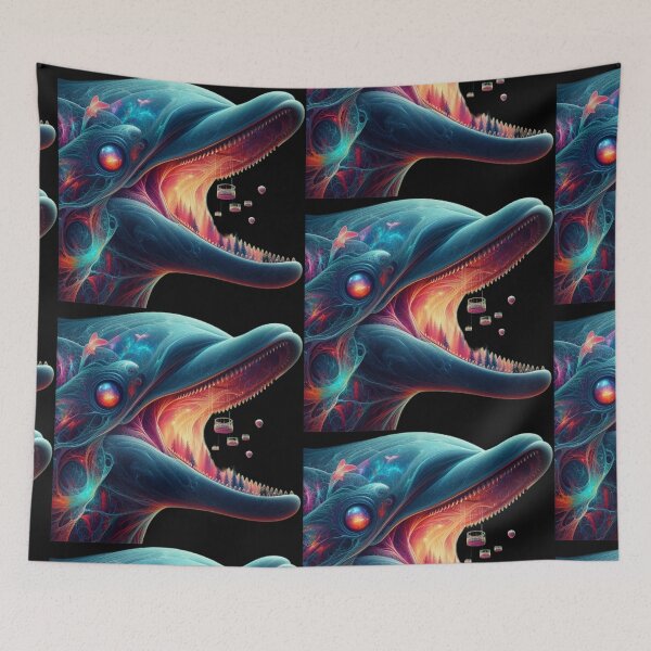Item preview, The Abyssal Abyss – Surreal Dolphin and Floating Carnival designed and sold by LujziWorld.