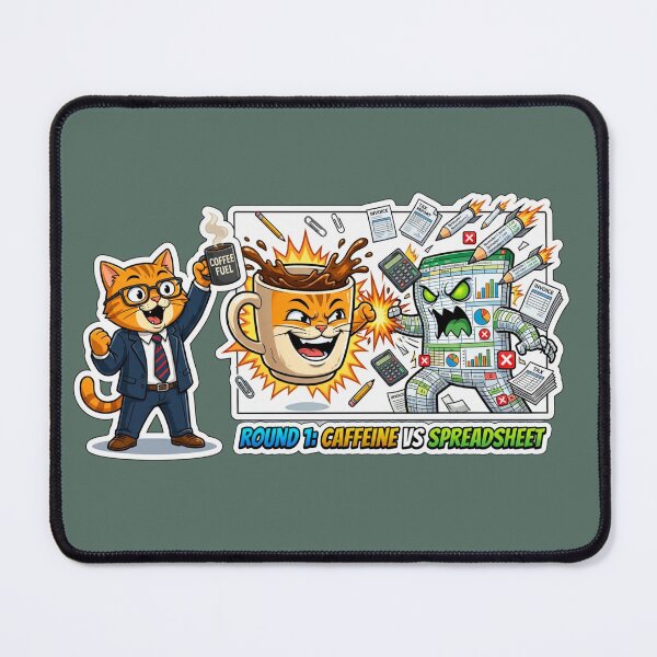 Item preview, Caffeine Vs Spreadsheet Accountant Cat designed and sold by HAPPY HARBOR DESIGN .