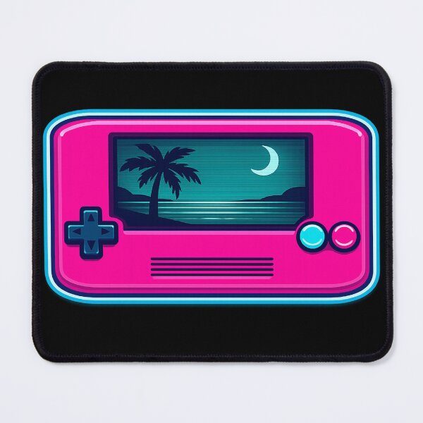 Item preview, Retro Handheld Console Neon Pink — Vaporwave Palm Beach Art designed and sold by ArtoryWorks.