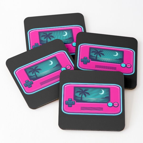 Item preview, Retro Handheld Console Neon Pink — Vaporwave Palm Beach Art designed and sold by ArtoryWorks.