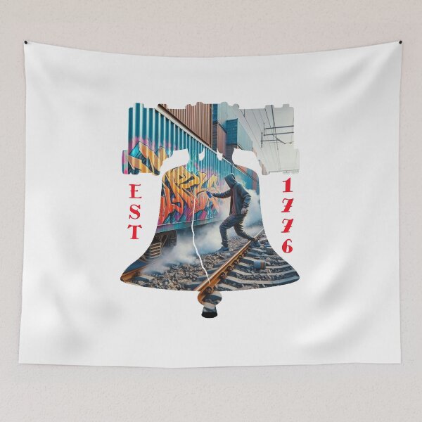 Item preview, Patriotic Liberty Bell Silhouette Wall Art with Graphic Mask | Americana Décor | USA Heritage Artwork | Rustic Independence Day Home Décor designed and sold by Joel0708.