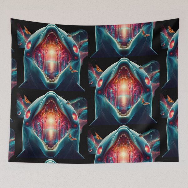 Item preview, Portal of the Sea – Intricate Dolphin Mouth Forest Sunset designed and sold by LujziWorld.
