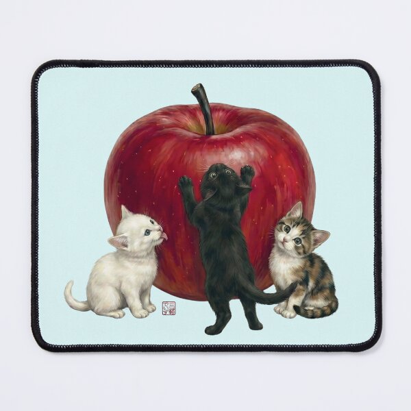 Item preview, San Neko Days - Cute Triplet Cats and Big Japanese Fuji Apple designed and sold by JapanekoGallery.