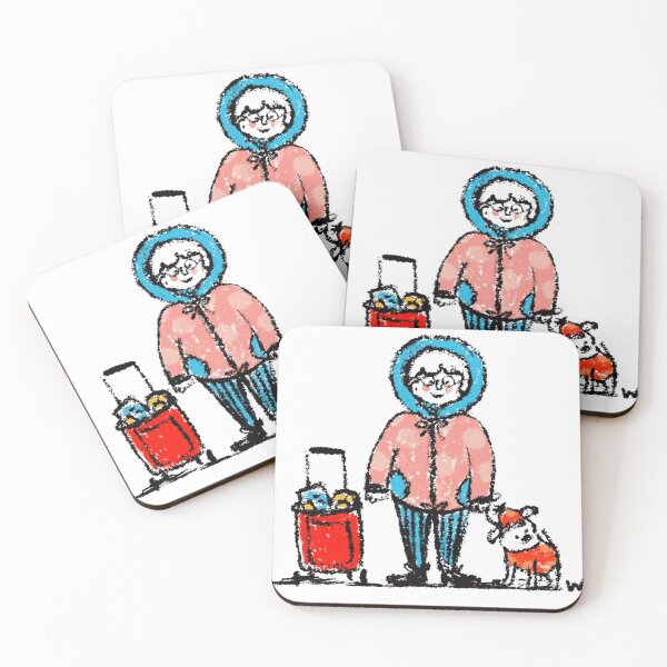 Item preview, Cute Crayon Traveling Character With Red Suitcase And Little Dog designed and sold by NaiveCore.