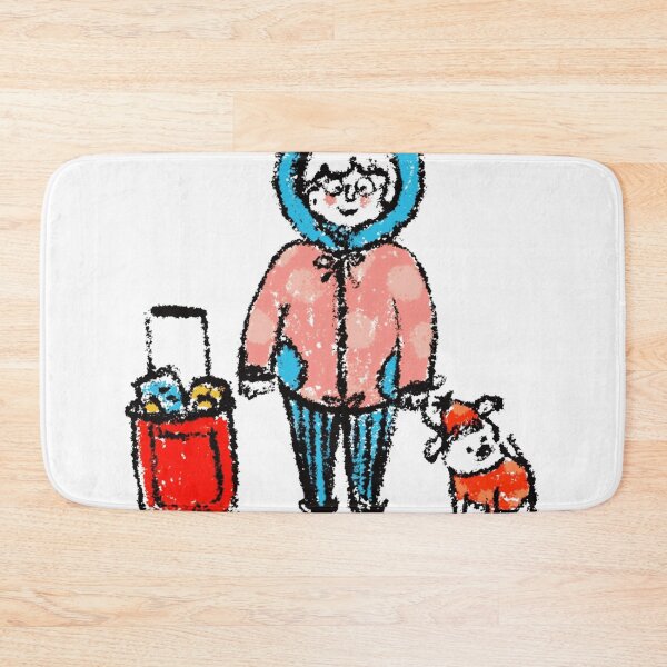 Item preview, Cute Crayon Traveling Character With Red Suitcase And Little Dog designed and sold by NaiveCore.