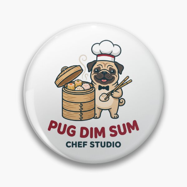 Item preview, Pug Dim Sum Chef Dumpling Basket Kitchen designed and sold by PictoVibe.
