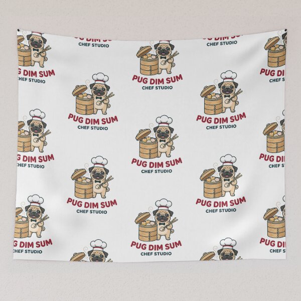 Item preview, Pug Dim Sum Chef Dumpling Basket Kitchen designed and sold by PictoVibe.