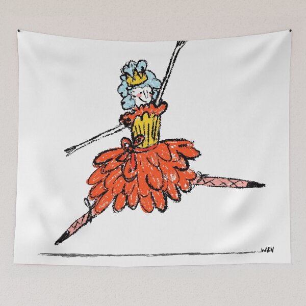 Item preview, Cute Ballerina Crown Crayon Drawing Jumping In Orange Tutu designed and sold by NaiveCore.