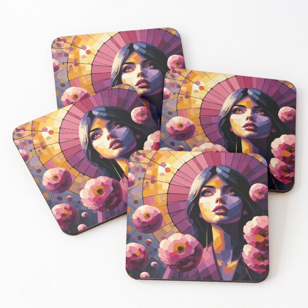 Item preview, Floral Woman Portrait with Parasol – Bold Retro Vector Art designed and sold by ArtByBoya.