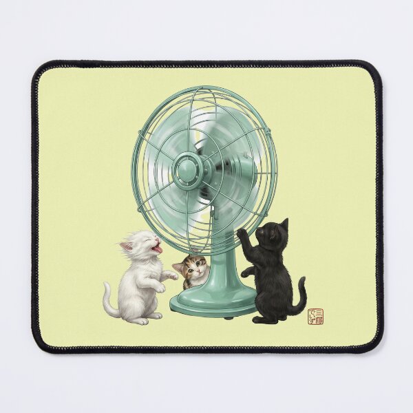 Item preview, Retro Electric Fan and Three Cute Kittens designed and sold by JapanekoGallery.