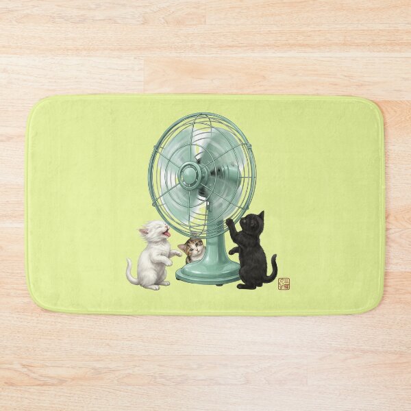 Item preview, Retro Electric Fan and Three Cute Kittens designed and sold by JapanekoGallery.