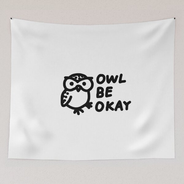 Item preview, Cute Owl Doodle, Owl Be Okay Pun Quote, Hand Drawn Whimsical Bird Illustration designed and sold by DaisyRooDesign.