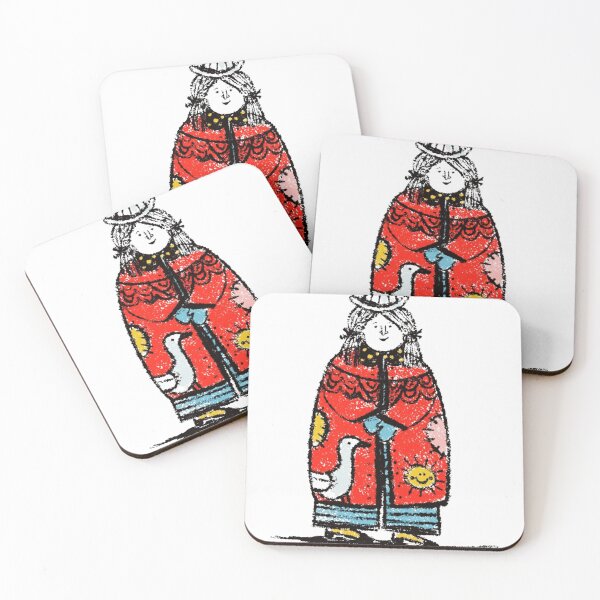 Item preview, Folk Art Character Red Coat Sun Patch Crayon Illustration designed and sold by NaiveCore.
