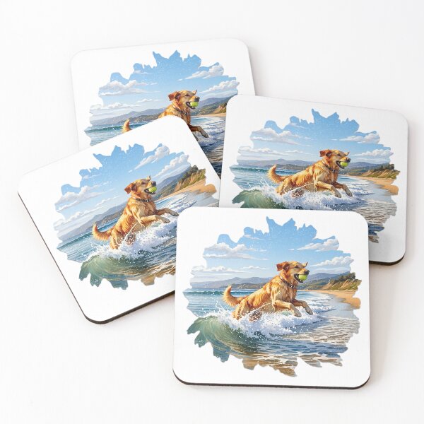 Item preview, Beach Day Fetch - Golden Lab Coastal Dog Art designed and sold by NCalNoveltees.