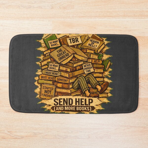 Item preview, Death by TBR Pile - Retro Book Lover Cartoon designed and sold by radiogalaxy.