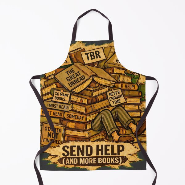 Item preview, Death by TBR Pile - Retro Book Lover Cartoon designed and sold by radiogalaxy.