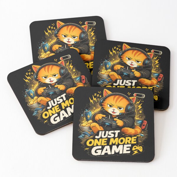 Item preview, MISO | Just One More Game Funny Gaming Cat T-Shirt & Sticker Design designed and sold by Meow-Attitude.
