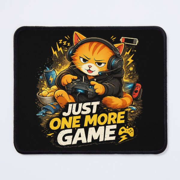 Item preview, MISO | Just One More Game Funny Gaming Cat T-Shirt & Sticker Design designed and sold by Meow-Attitude.