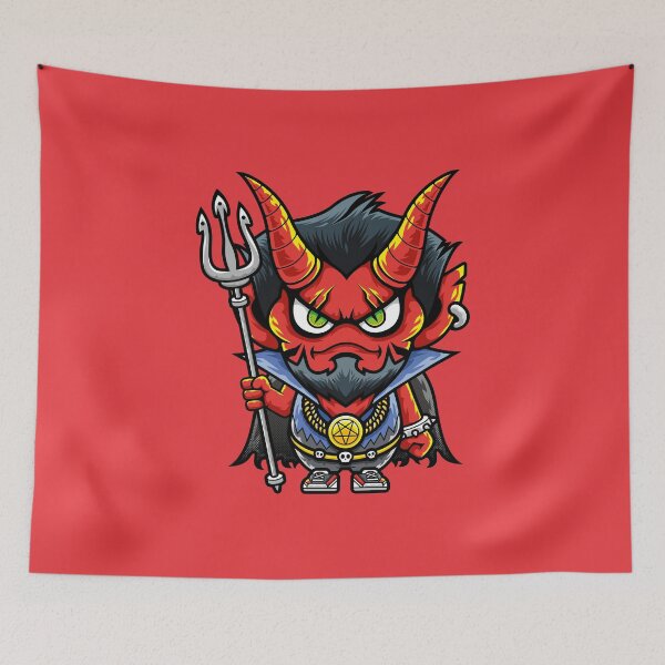 Item preview, Retro Cartoon Red Devil Trident Character designed and sold by Lexkon Liu's art.
