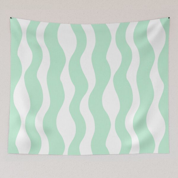 Item preview, Mint Green Wavy Abstract Duvet Cover | Minimalist Pastel Bedroom Decor designed and sold by FestivityFinds.