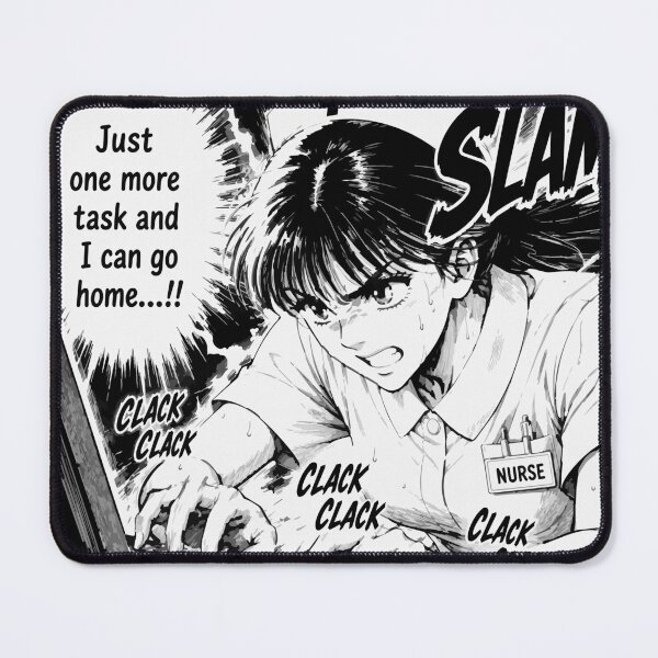 Item preview, Just One More Task — Manga Style Overtime Nurse Humor Tee designed and sold by medicalkinoko.