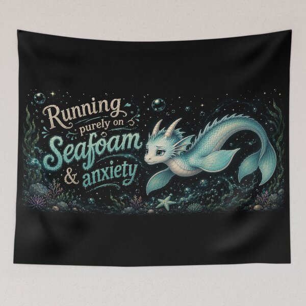 Item preview, SeaDragon - Running Purely on Seafoam & Anxiety designed and sold by EMBERFLOWARTWORKS.