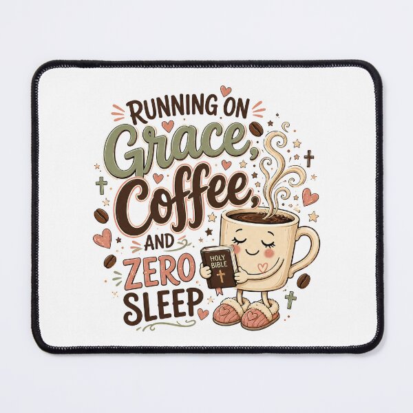 Item preview, Christian Coffee, Running On Grace Coffee And Zero Sleep Kawaii Retro designed and sold by graphic-genie.