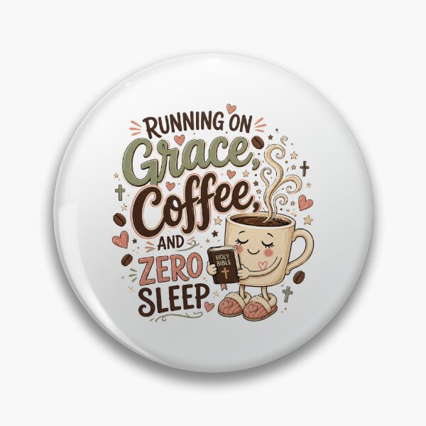 Item preview, Christian Coffee, Running On Grace Coffee And Zero Sleep Kawaii Retro designed and sold by graphic-genie.