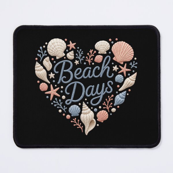 Item preview, Beach Days Faux Embroidered Seashell Heart Coastal T Shirt designed and sold by FestivityFinds.