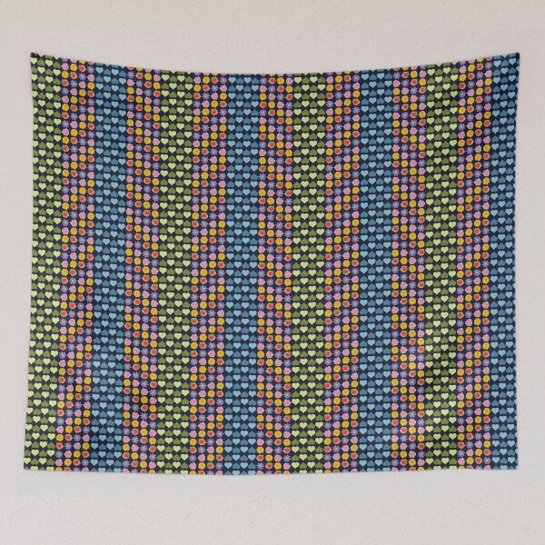 Item preview, Flower & Hearts Wide Vertical Stripe designed and sold by Digitalmyth's Designs.