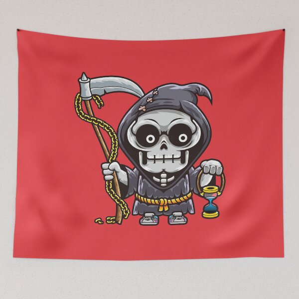 Item preview, Retro Cartoon Grim Reaper Skeleton Character designed and sold by Lexkon Liu's art.