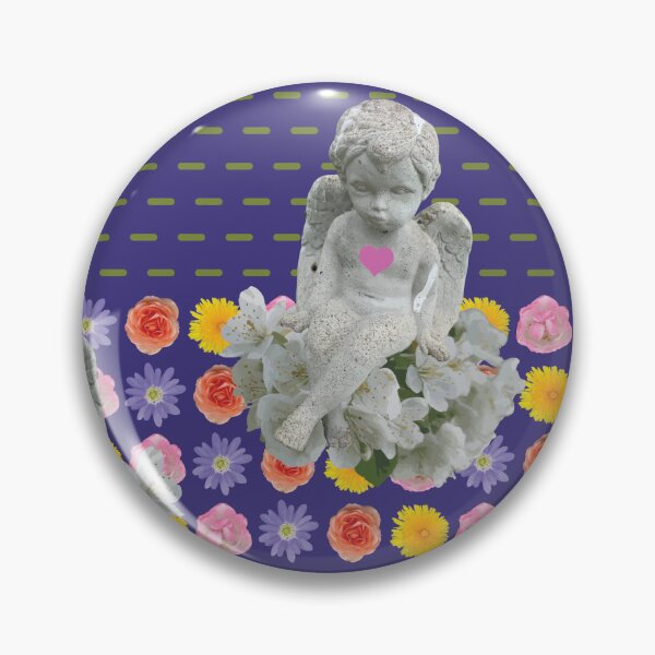 Item preview, Flower & Dashed Wide Horizontal Stripe with Angels on Purple designed and sold by Digitalmyth's Designs.