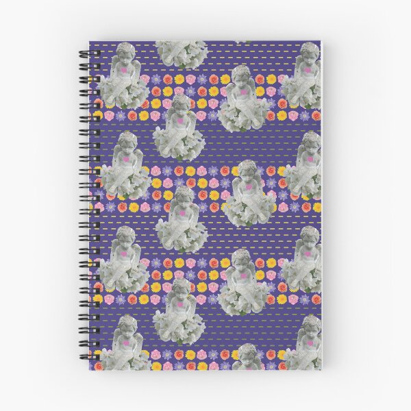 Item preview, Flower & Dashed Wide Horizontal Stripe with Angels on Purple designed and sold by Digitalmyth's Designs.