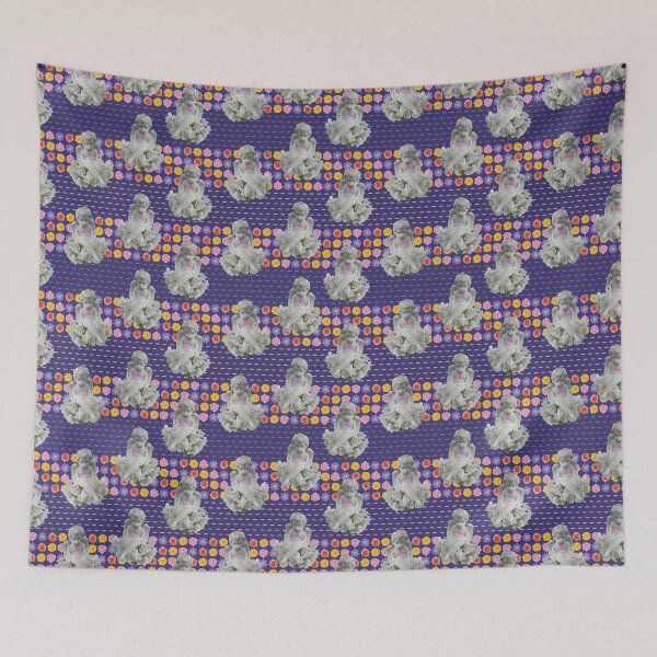 Item preview, Flower & Dashed Wide Horizontal Stripe with Angels on Purple designed and sold by Digitalmyth's Designs.