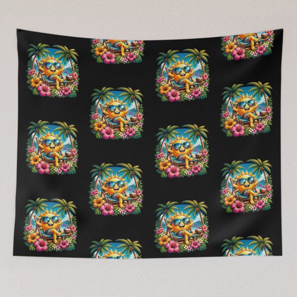 Item preview, Happy Sun Relaxing on Tropical Beach Summer Vacation Sticker designed and sold by FestivityFinds.