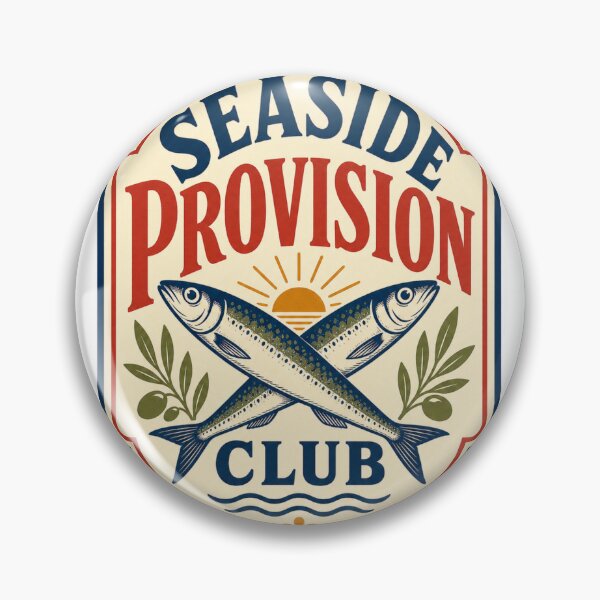 Item preview, Seaside Provision Club - Retro Sardine Badge designed and sold by GoverArt.