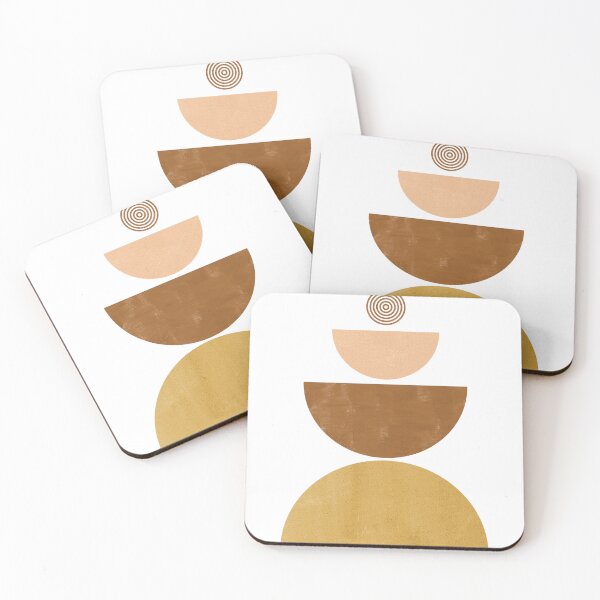 Item preview, Mid Century Modern Zen Balancing Stones Wall Art, Abstract Boho Semicircles Poster, Neutral Mustard and Terracotta Stacked Shapes, Minimalist Geometric Balance Canvas, Aesthetic Living Room Print designed and sold by Studio Cher.