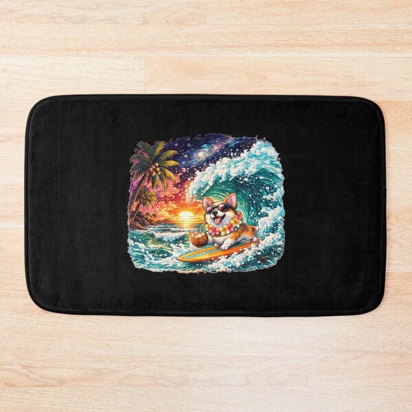 Item preview, Cute Surfing Corgi Tropical Sunset Wave Fantasy Beach Mug designed and sold by FestivityFinds.