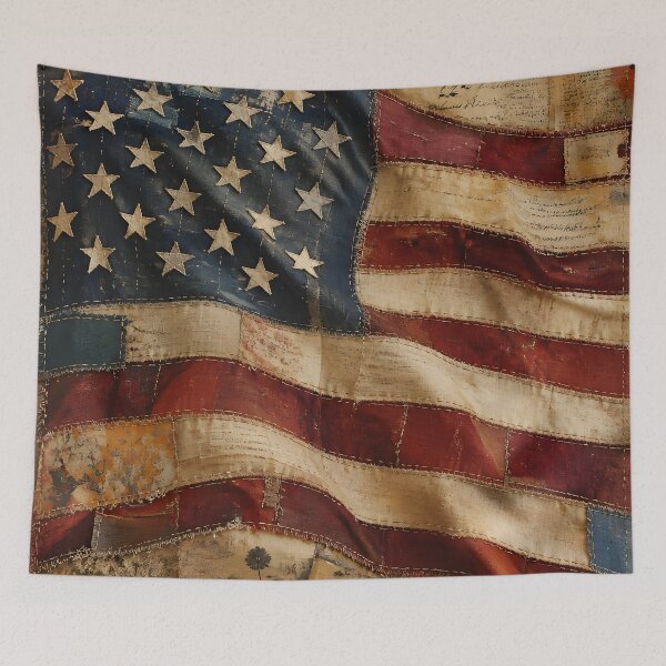 Item preview, Vintage Patchwork American Flag America 250 designed and sold by Buttonquill.